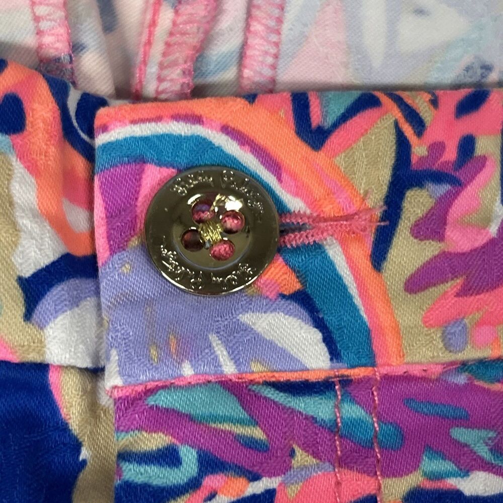 Lilly Pulitzer Kelly Pants Womens 12 Drop Me a Lime Blue Pink Resort Vacation - Picture 4 of 8
